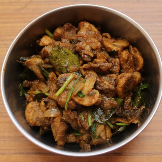 Mushroom Poriyal - Recipe photo by cbefoodblogger