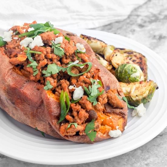 Turkey Stuffed Sweet Potatoes - Recipe photo by mealpreponfleek