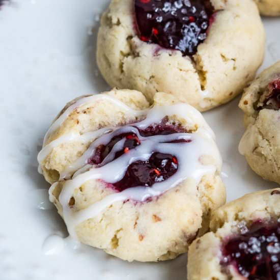 Raspberry Thumbprint Cookies - Recipe photo by TheDeliciousSpoon