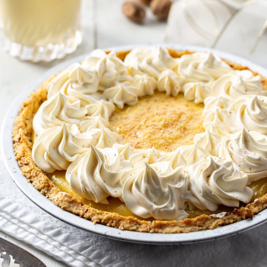 Boozy Eggnog Pie - Recipe photo by Savingroomfordessert