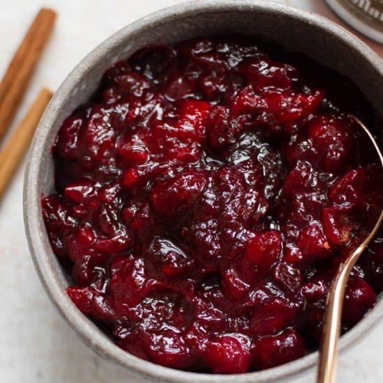 boozy cranberry sauce - Recipe photo by saltandlavender