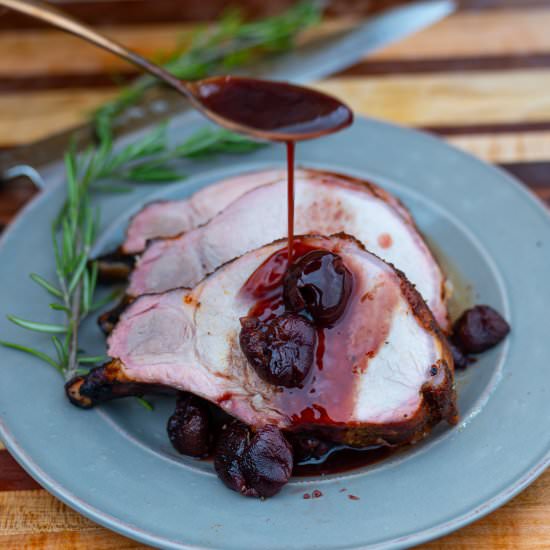 Smoked Pork Loin with Cherry Sauce - Recipe photo by melissa.cookston