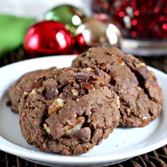 Chocolate Turtle Cookies - Recipe photo by snappygourmet