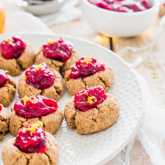 Cranberry Orange Almond Thumbprints - Recipe photo by Running to the Kitchen