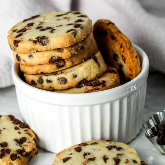Chocolate Chip Shortbread Cookies - Recipe photo by parsleyandicing