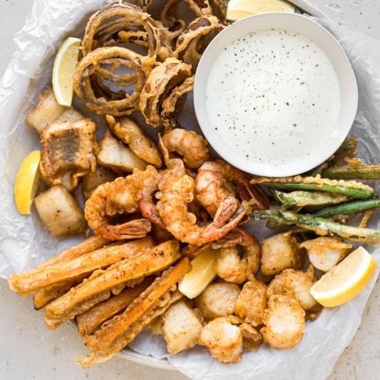 Seafood Fritto Misto (Gluten free) - Recipe photo by acalculatedwhisk