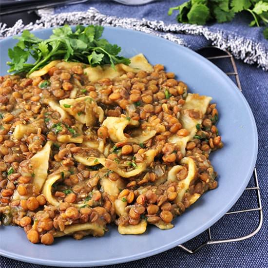 Lentils with homemade vegan pasta - Recipe photo by veganwithgusto