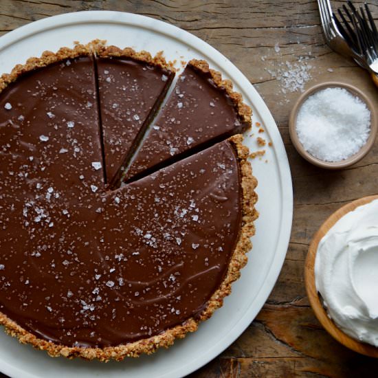 Chocolate PB Pretzel Tart - Recipe photo by justataste