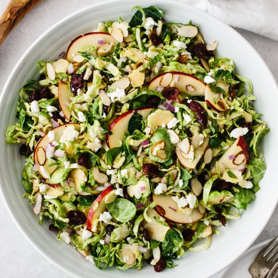 Shaved Brussels Sprouts Salad - Recipe photo by Downshiftology