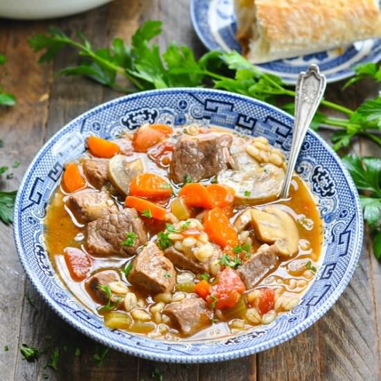 Beef Barley Soup - Recipe photo by The Seasoned Mom
