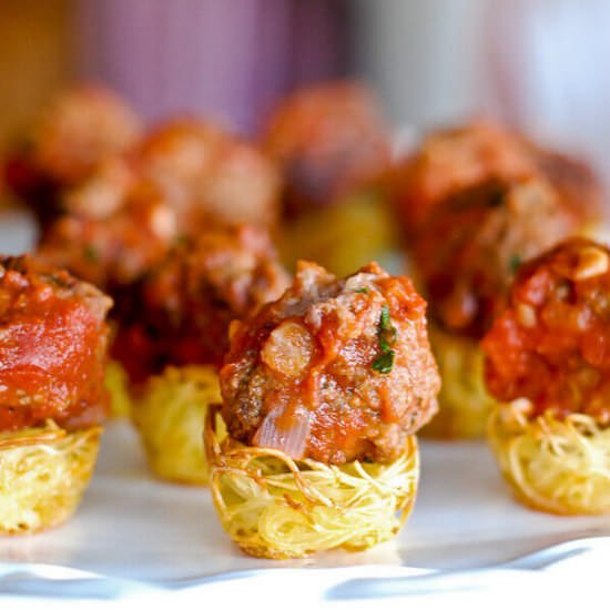 Baked Pasta Nests With Meatballs - Recipe photo by Front Range Fed