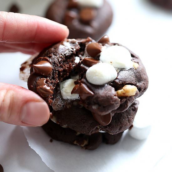 Chocolate Rocky Road Cookies - Recipe photo by Delightful Mom Food