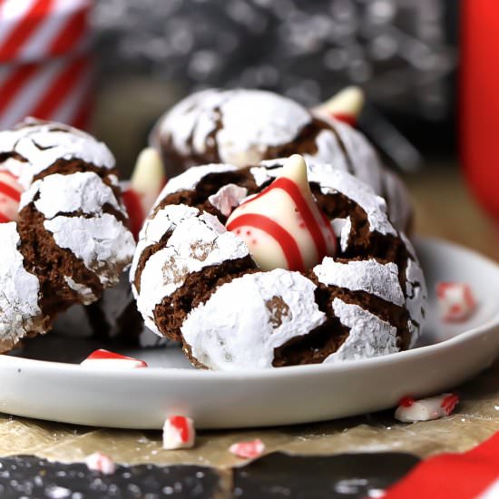 Chocolate Candy Cane Kiss Cookies - Recipe photo by Nataliewaybakes
