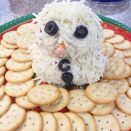 Bacon Ranch Snowman Cheese Ball - Recipe photo by Freshlyhomecooked