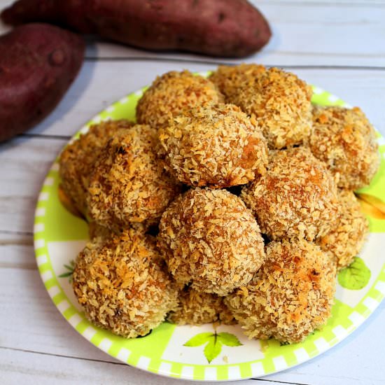 Oven-baked sweet potato cheese ball - Recipe photo by piggyout
