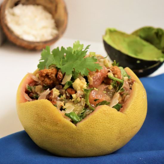 Tempeh, Pomelo, and Avocado Salad - Recipe photo by veryveganval