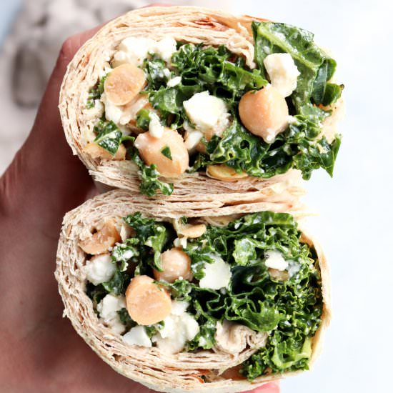 chickpea kale caesar wrap - Recipe photo by Caits Plate