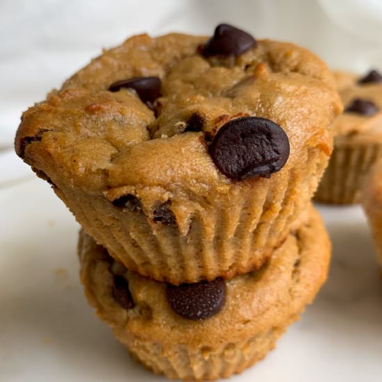 Sweet Potato Chocolate Chip Muffins - Recipe photo by Wellness by Kay