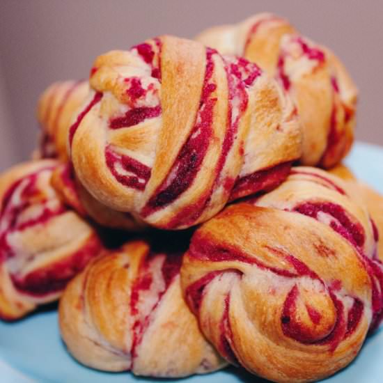 Two Ingredient Ube Knots - Recipe photo by castlesandlattes