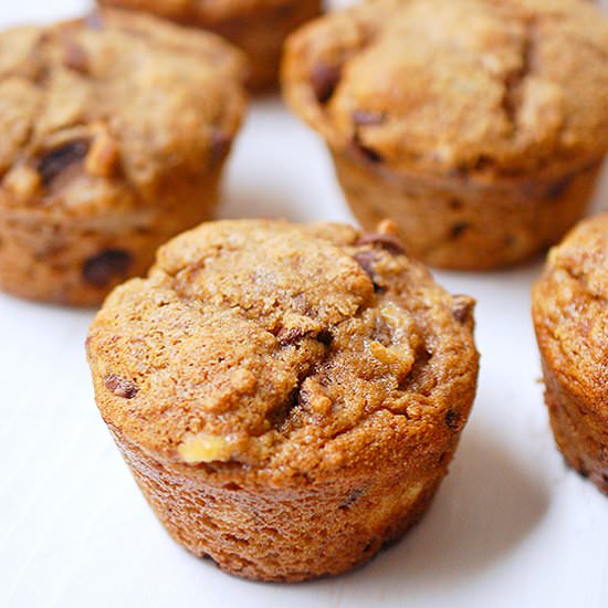 Banana chocolate chip muffins - Recipe photo by evabakes