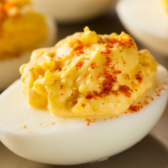 No Mayo Deviled Eggs - Recipe photo by pamelaz