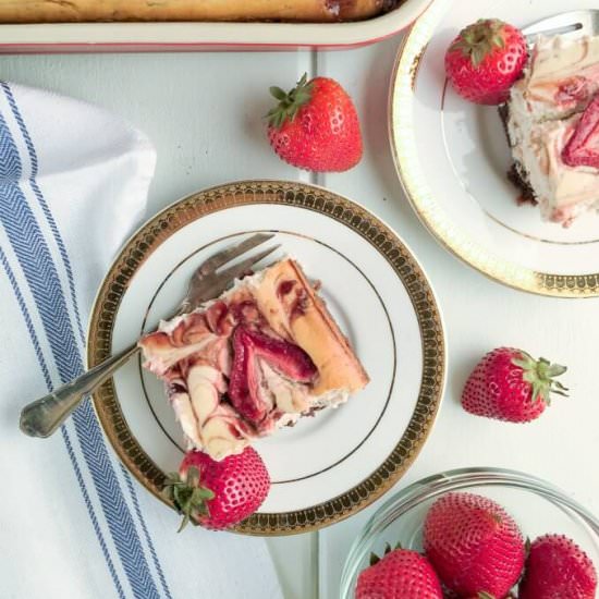 Brownie Strawberry Cheesecake - Recipe photo by LifesLittleSweets