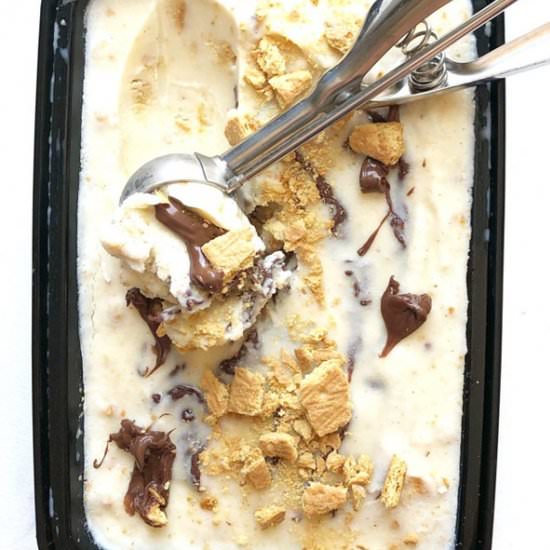 Homemade S’more Nutella Gelato - Recipe photo by MoreMomma