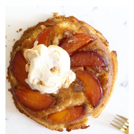 Peach Upside Down Buttercake - Recipe photo by MoreMomma