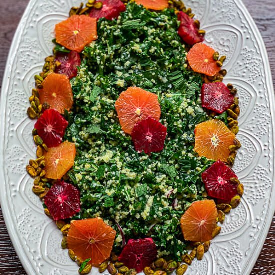 Citrus Tahini Kale Salad - Recipe photo by ThreeTeasKitchen