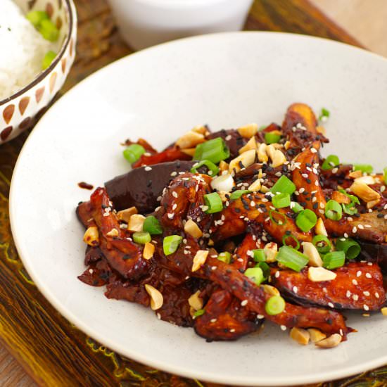 Sesame Aubergine & Oyster Mushrooms - Recipe photo by euphoricvegan