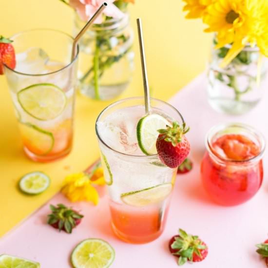 BOOZY STRAWBERRY LIME SODA - Recipe photo by aducksoven