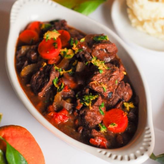 BEEF STEW WITH ORANGE GREMOLATA - Recipe photo by aducksoven