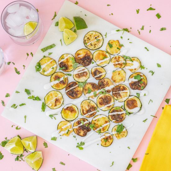 ZUCCHINI CHIPS WITH ZESTY COCONUT - Recipe photo by aducksoven