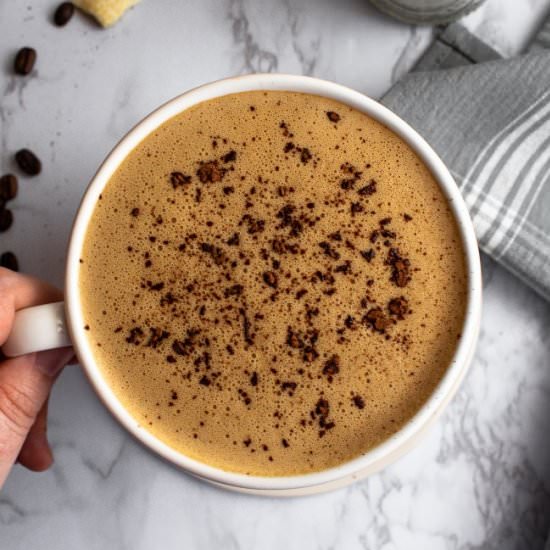 Peanut Butter Cup Blender Latte - Recipe photo by PlantPowerCouple