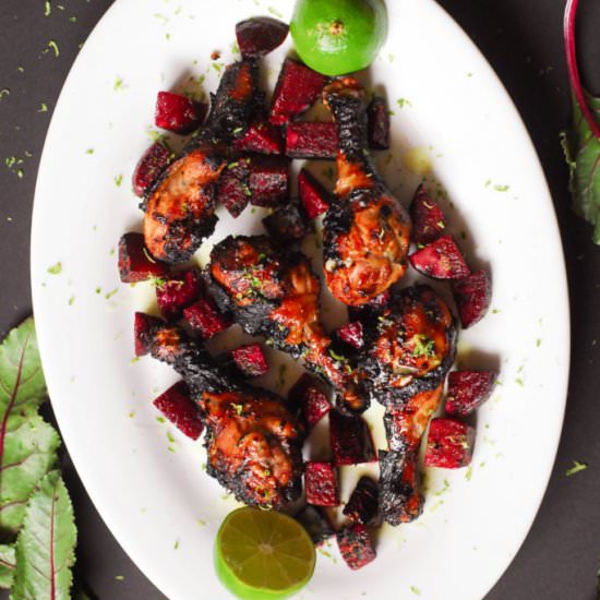 GRILLED THAI CHICKEN AND BEETS - Recipe photo by aducksoven