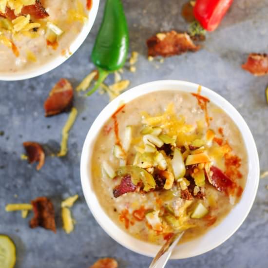 CAULIFLOWER BACON CHEESEBURGER SOUP - Recipe photo by aducksoven