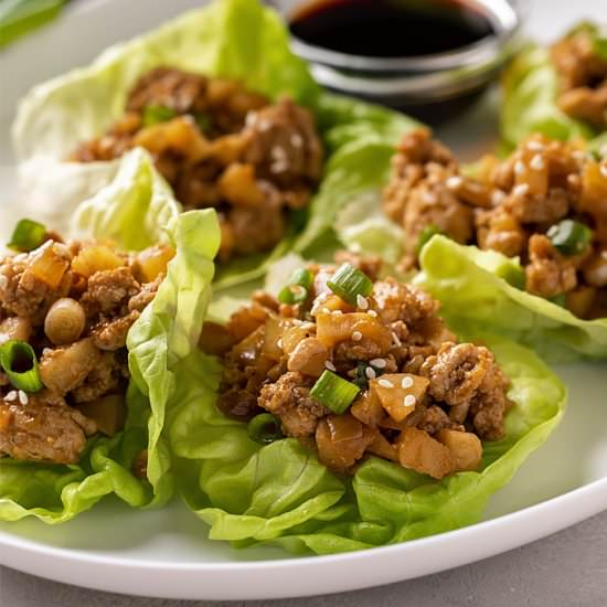 asian chicken lettuce wraps - Recipe photo by The Blond Cook
