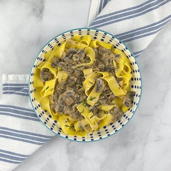 Pasta with Creamy Mushroom Sauce - Recipe photo by agourmetfoodblog