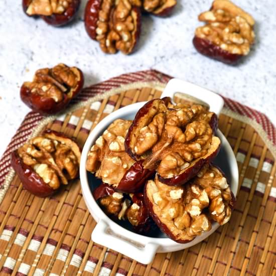 Walnut Stuffed Red Dates - Recipe photo by Jaja Bakes