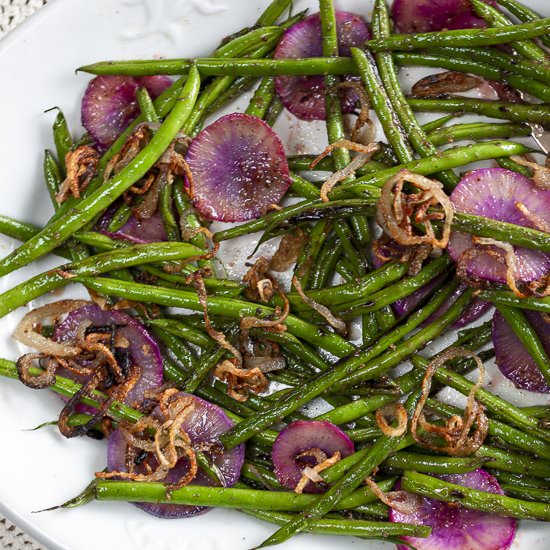 Haricot Vert with Pan-Fried Shallot - Recipe photo by a zest for life