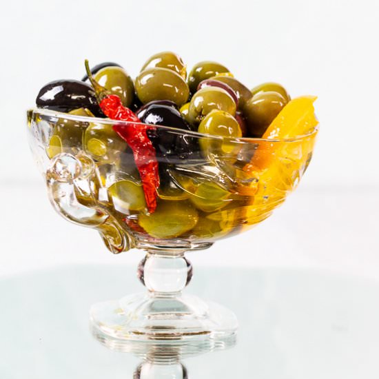 Spicy Marinated Olives - Recipe photo by sidewalkshoes