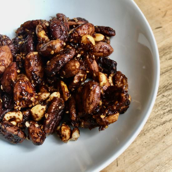Sweet & Spicy Gochujang Mixed Nuts - Recipe photo by gotham grove
