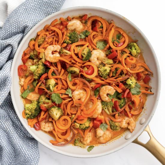 Red Curry Shrimp with Sweet Potato - Recipe photo by Inspiralized