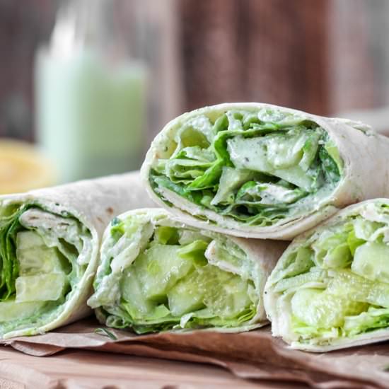 Cucumber Green Goddess Wraps - Recipe photo by A Seasoned Greeting