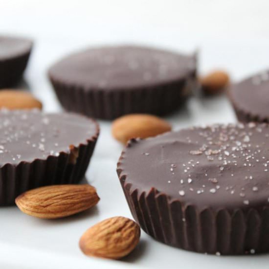 Dark Chocolate Almond Butter Cups - Recipe photo by scratchtobasics