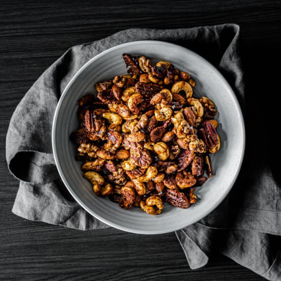 Sweet and Spicy Mixed Nuts - Recipe photo by TheCrookedCarrot