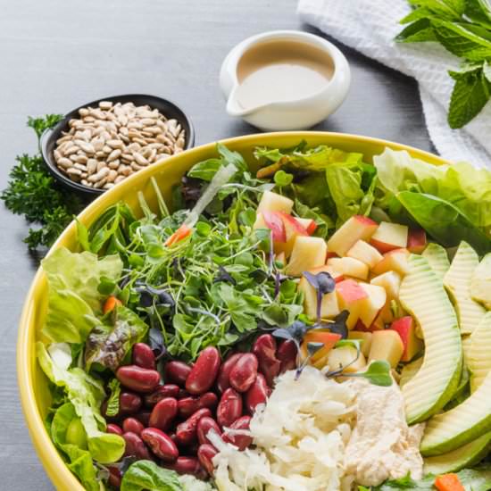 Big Ass Salad& MisoTahini Dressing - Recipe photo by cleanfooddirtygirl