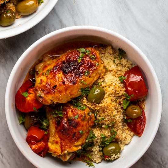 Harissa Chicken Thighs - Recipe photo by sidewalkshoes