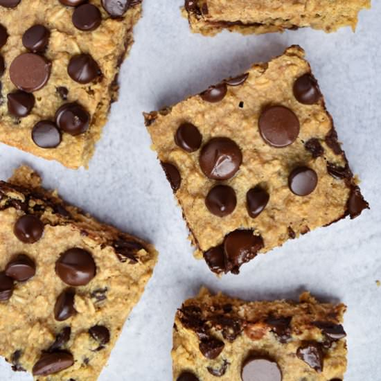 Healthy Chocolate Chip Oatmeal Bars - Recipe photo by servingupsimplicity