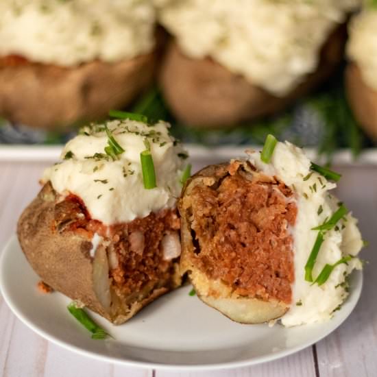 Vegan Meatloaf Twice Baked Potatoes - Recipe photo by 86Eats